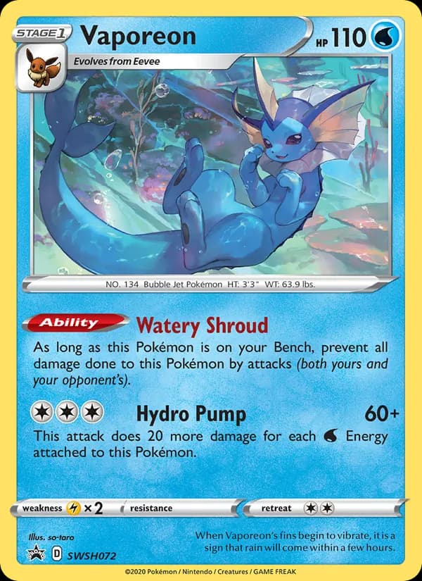 Pokémon — Vaporeon — SWSH Black Star Promos